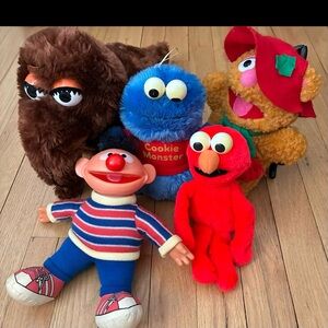 Sesame Street Muppets Set of 5:Snuffleupagus, Fozzie, Ernie, Elmo,Cookie Monster